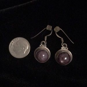Purple stone and Silver earrings